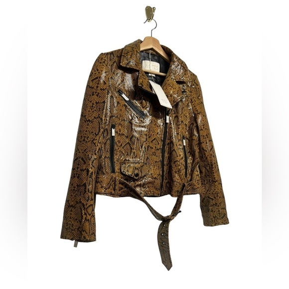 NWT NOTES DU NORD Mercy Snake-Embossed Leather Jacket Multi - Picture 10 of 13